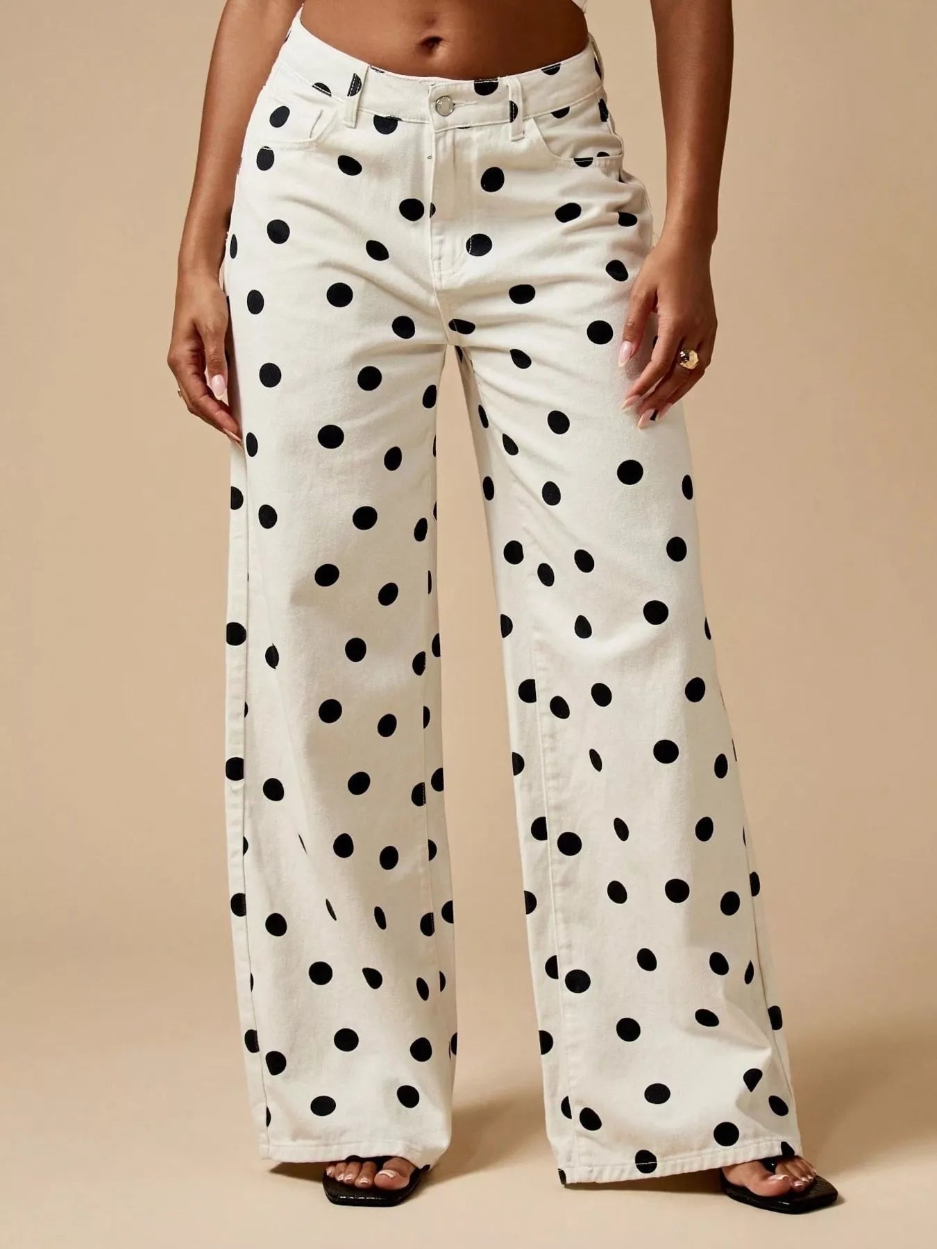 Polka Dot Wide-Leg Jeans - Bitsy Gypsy Boutique