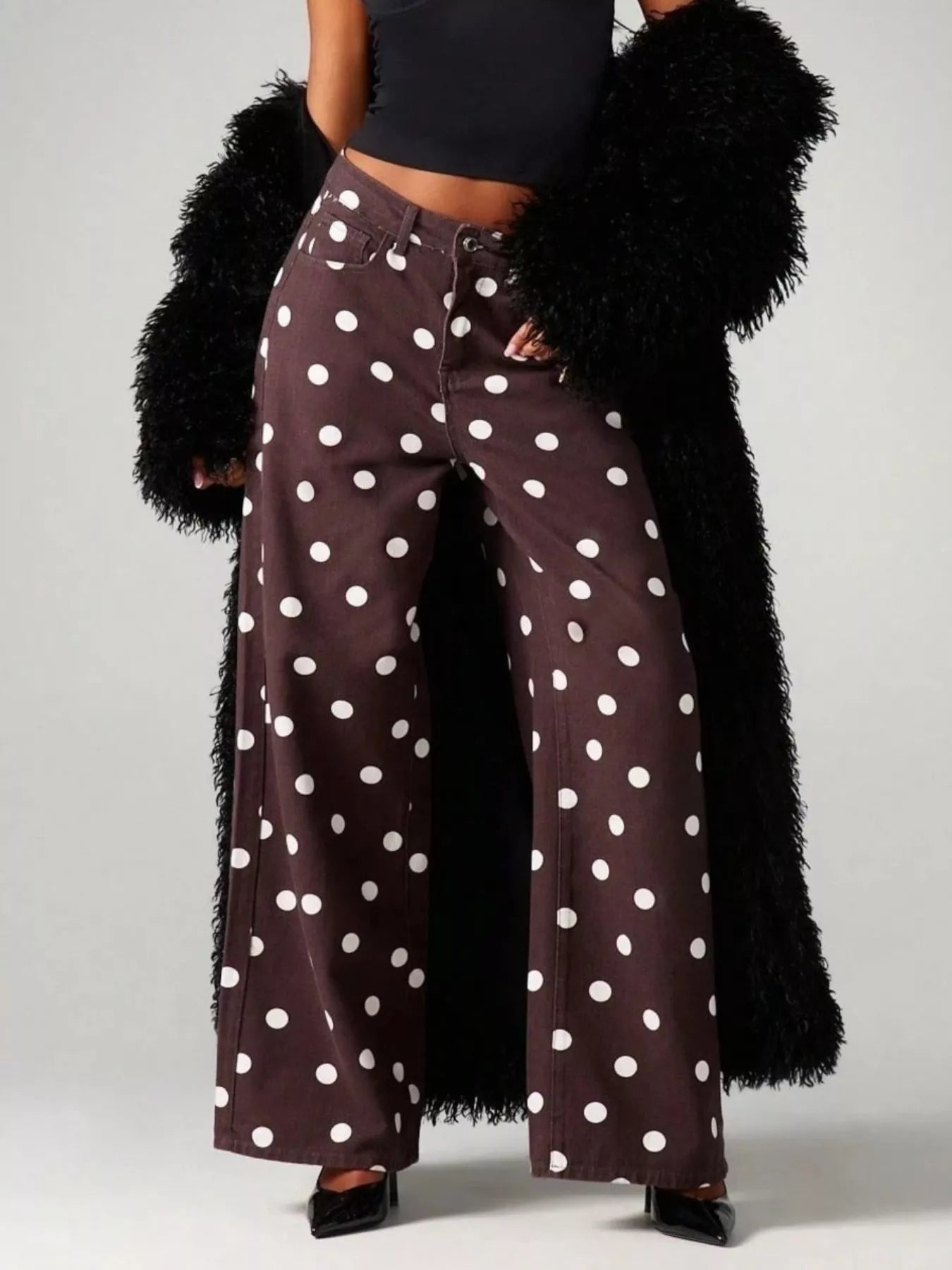 Polka Dot Wide-Leg Jeans - Bitsy Gypsy Boutique
