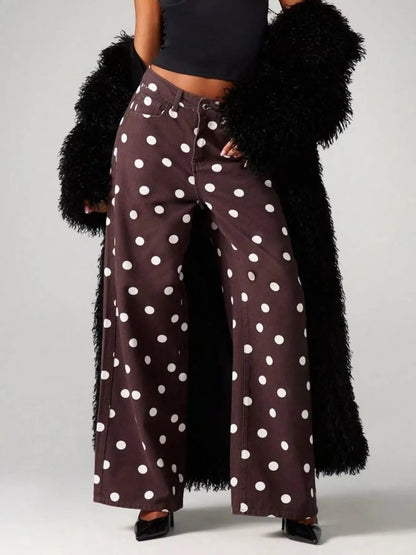 Polka Dot Wide-Leg Jeans - Bitsy Gypsy Boutique