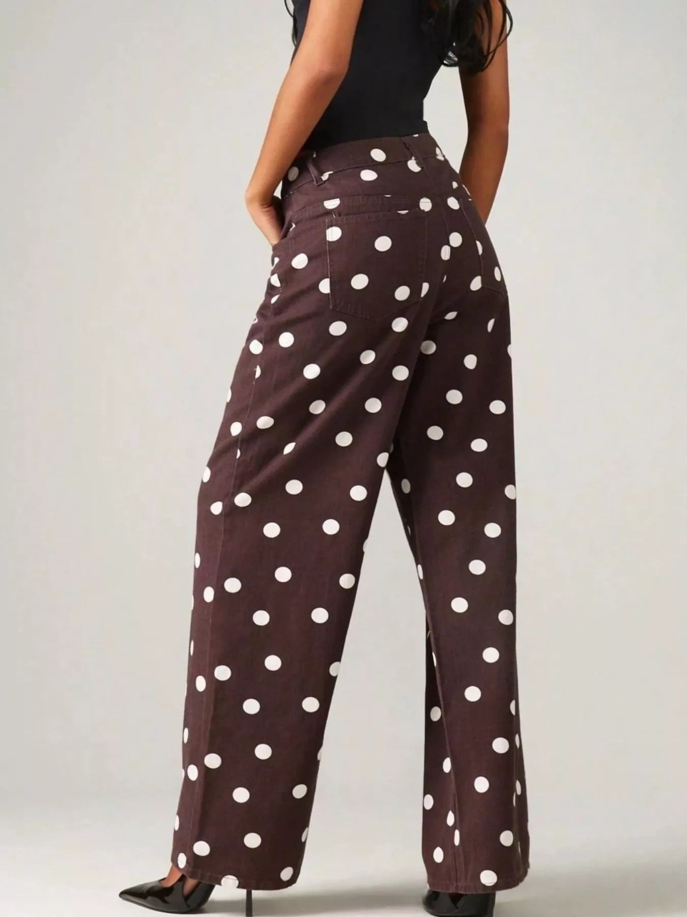 Polka Dot Wide-Leg Jeans - Bitsy Gypsy Boutique