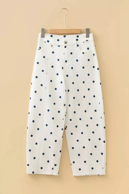 Polka Dot Wide-Leg Jeans - Bitsy Gypsy Boutique