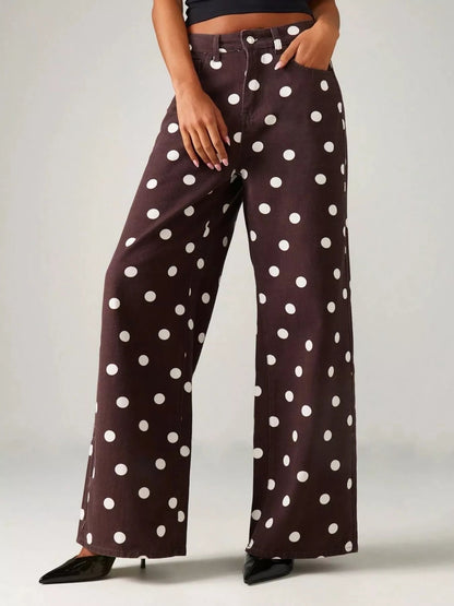 Polka Dot Wide-Leg Jeans - Bitsy Gypsy Boutique