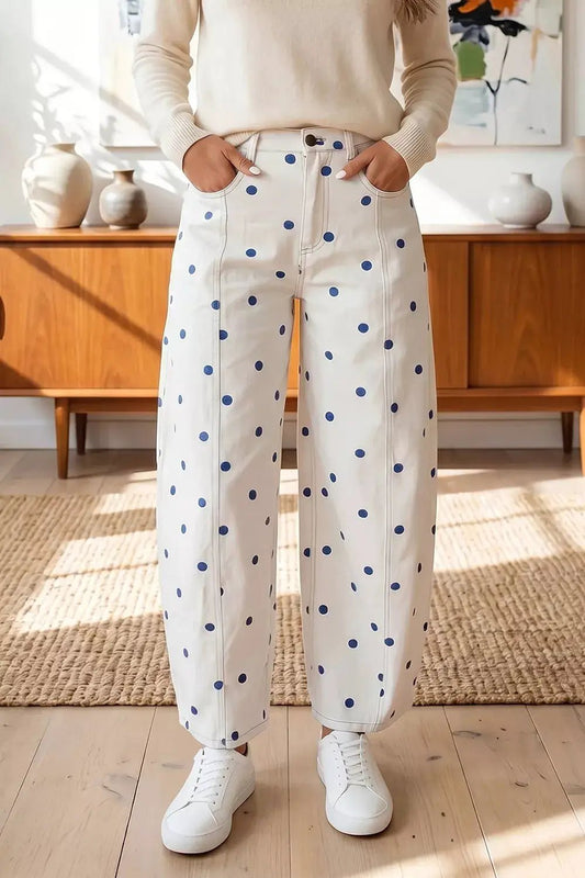 Polka Dot Wide-Leg Jeans - Bitsy Gypsy Boutique