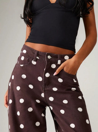 Polka Dot Wide-Leg Jeans - Bitsy Gypsy Boutique