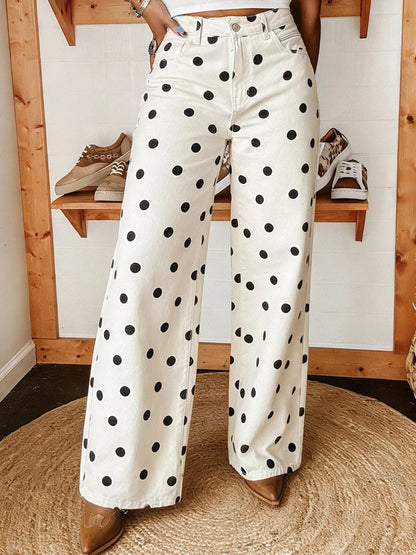 Polka Dot Wide-Leg Jeans - Bitsy Gypsy Boutique