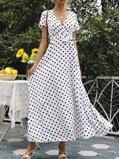 Polka Dot Wrap Maxi Dress by Trendsi