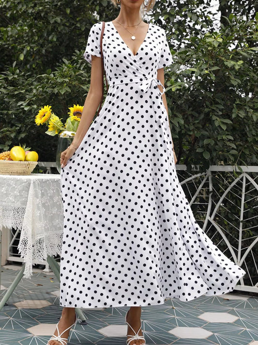 Polka Dot Wrap Maxi Dress - Bitsy Gypsy Boutique