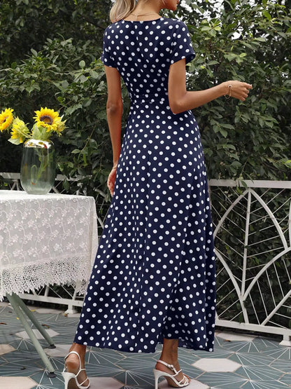 Polka Dot Wrap Maxi Dress by Trendsi
