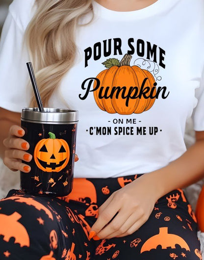 Pour Some Pumpkin Spice on Me Graphic Tee Top - Bitsy Gypsy Boutique