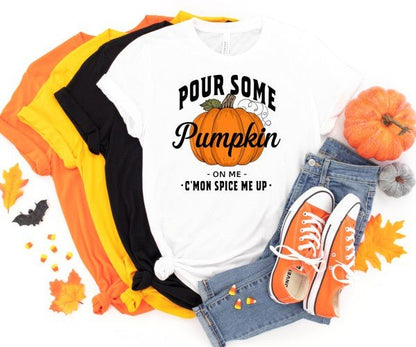 Pour Some Pumpkin Spice on Me Graphic Tee Top - Bitsy Gypsy Boutique