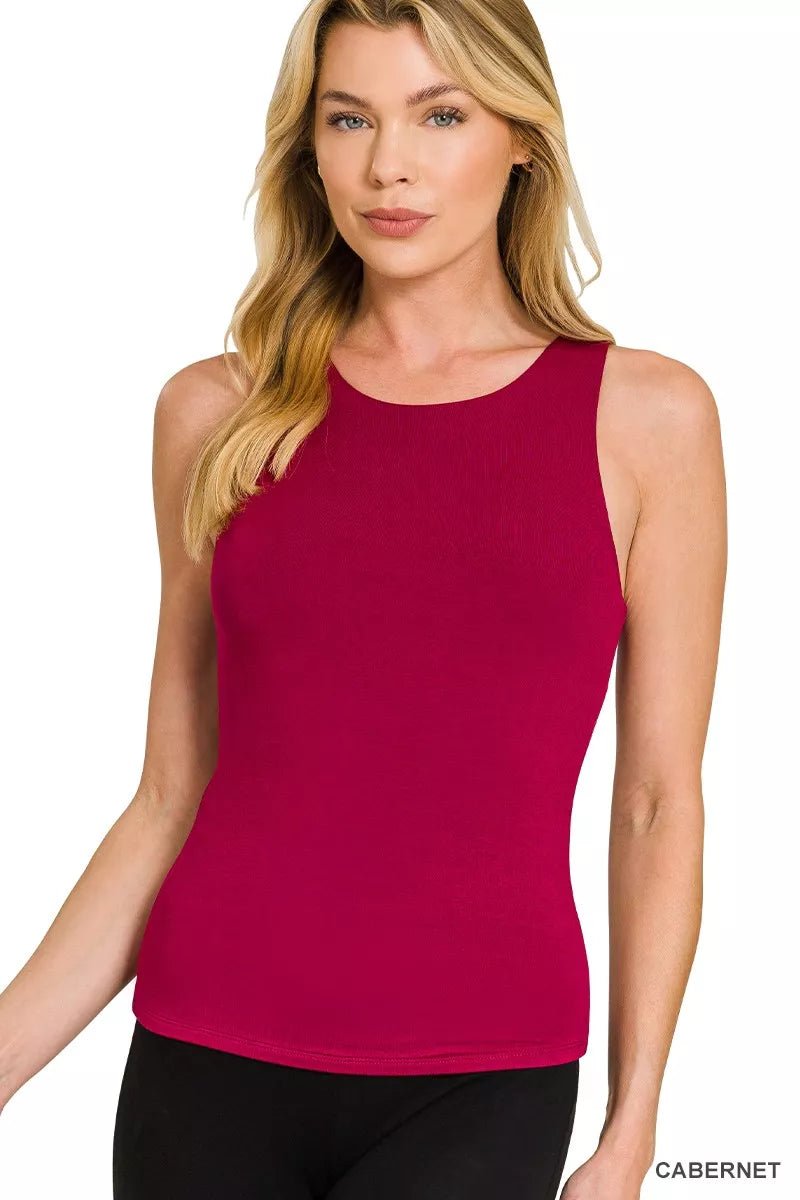 Premium Rayon Double Layered Round Neck Tank Top - Bitsy Gypsy Boutique