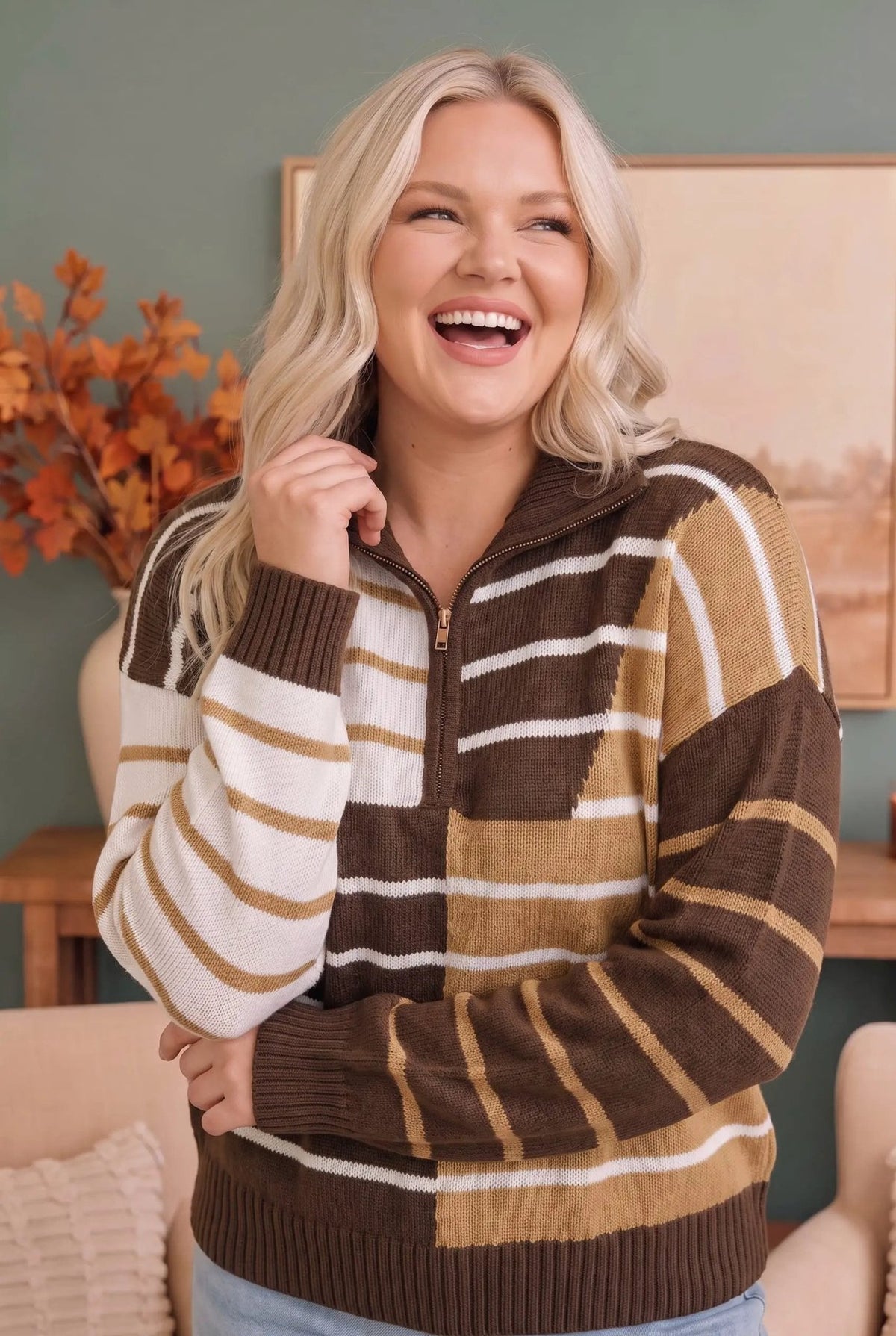 Prep School Chic Quarter Zip Sweater - Bitsy Gypsy Boutique