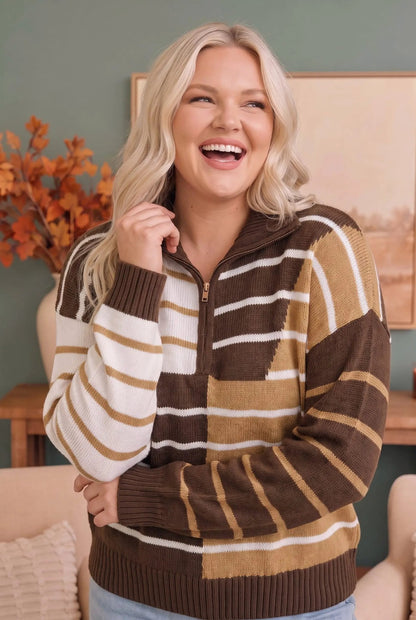 Prep School Chic Quarter Zip Sweater - Bitsy Gypsy Boutique