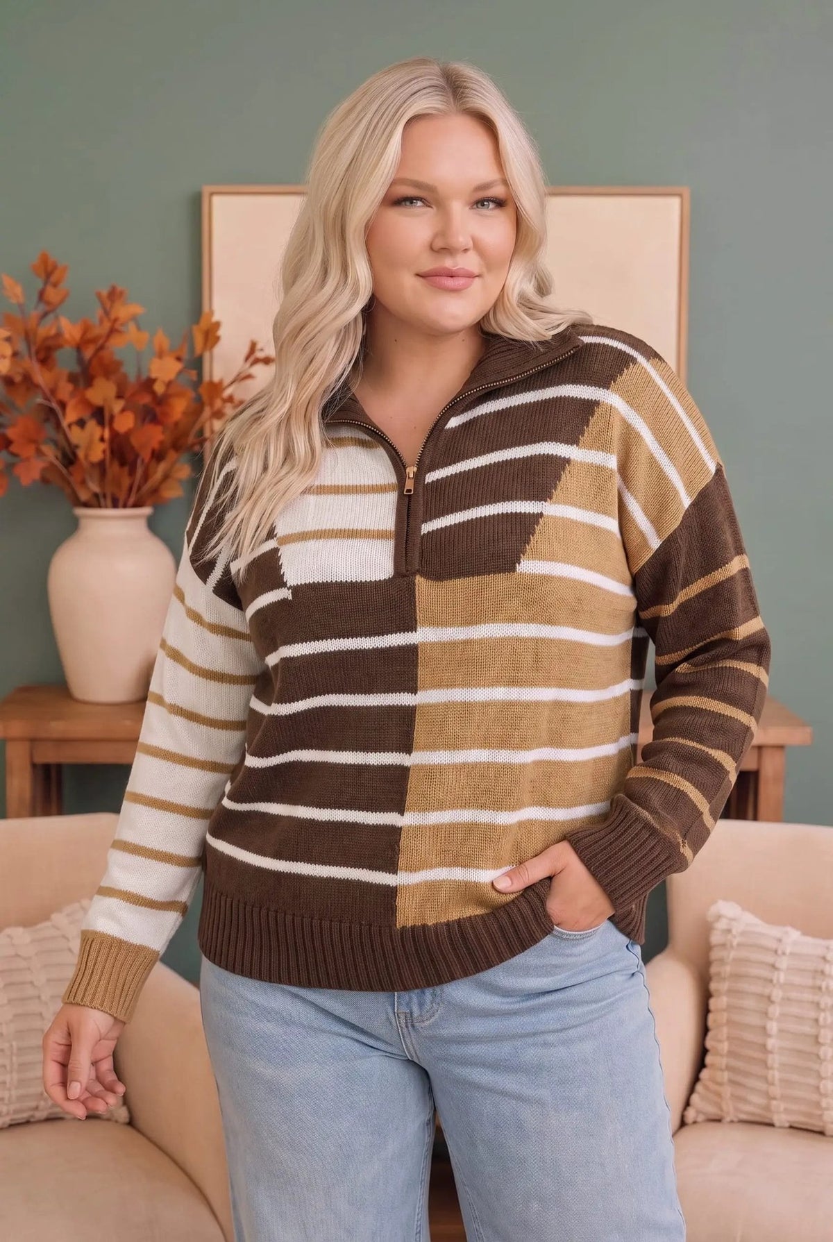 Prep School Chic Quarter Zip Sweater - Bitsy Gypsy Boutique