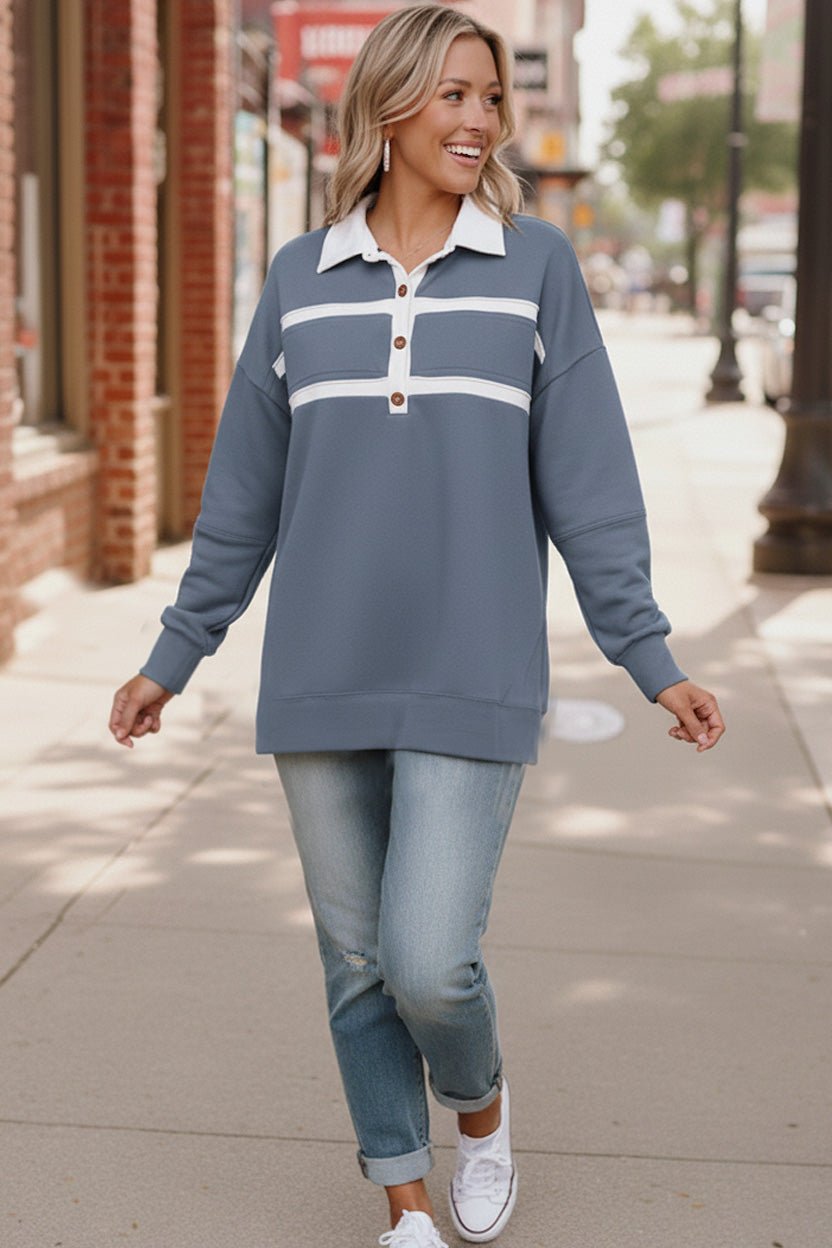 Prep School Chic Slate Blue Polo - Bitsy Gypsy Boutique