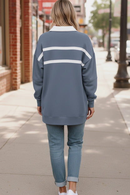 Prep School Chic Slate Blue Polo - Bitsy Gypsy Boutique