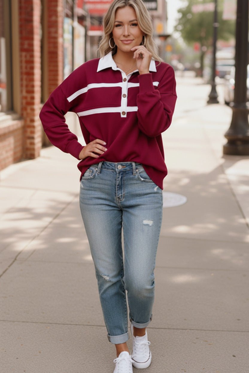 Prep School Chic Wine Polo - Bitsy Gypsy Boutique
