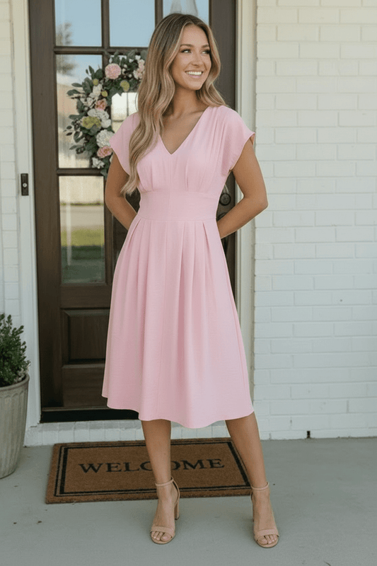 Pretty in Pink Flutter Sleeve Midi Dress - Bitsy Gypsy Boutique