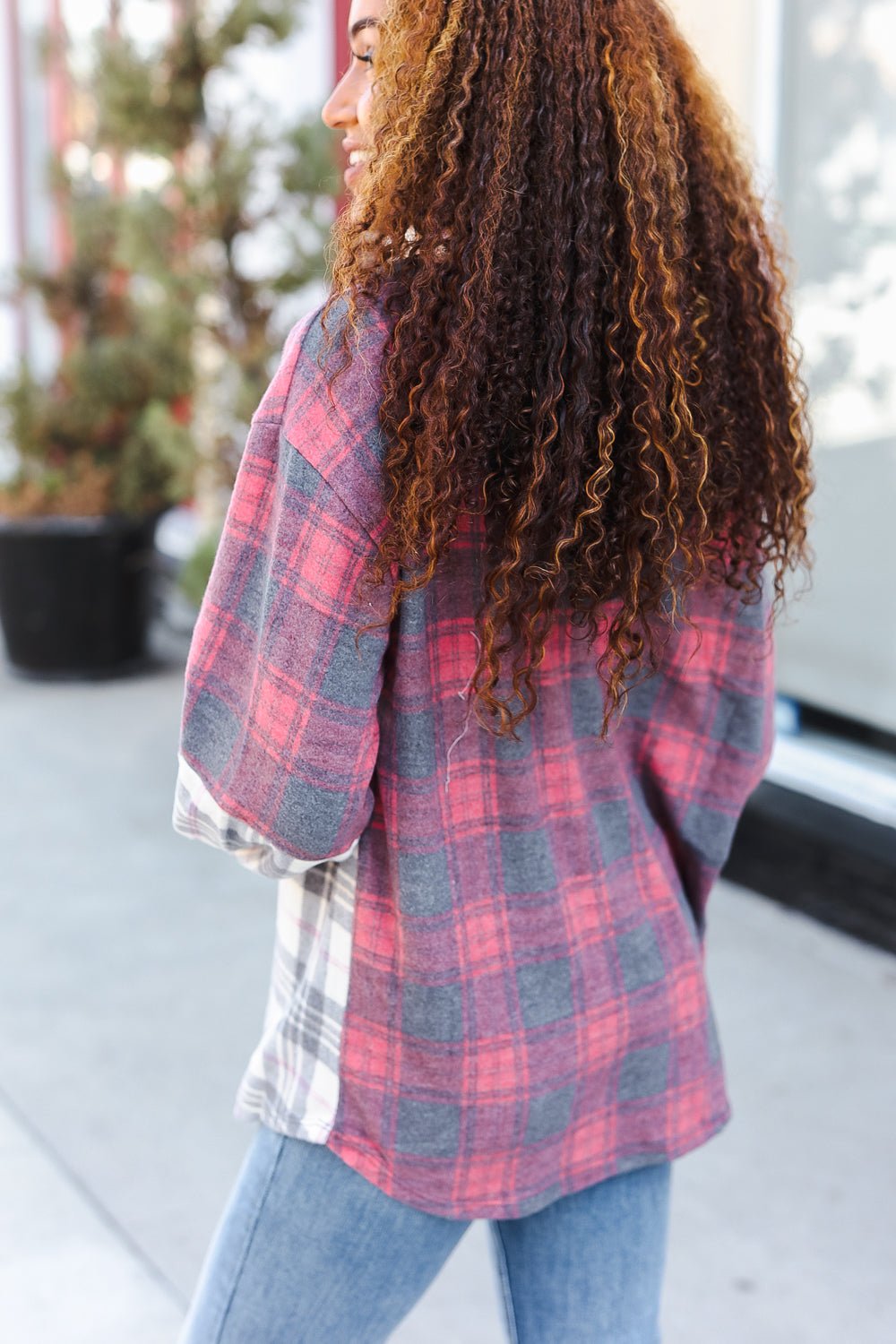 Pretty in Plaid Brushed Hacci Color Block Hoodie - Bitsy Gypsy Boutique