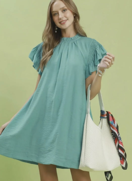 Umgee Ruffle Flutter Sleeve Dress
