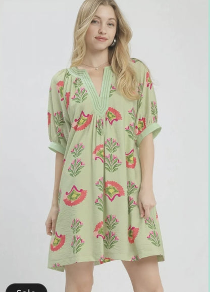 Umgee Abstract Print Mini Dress