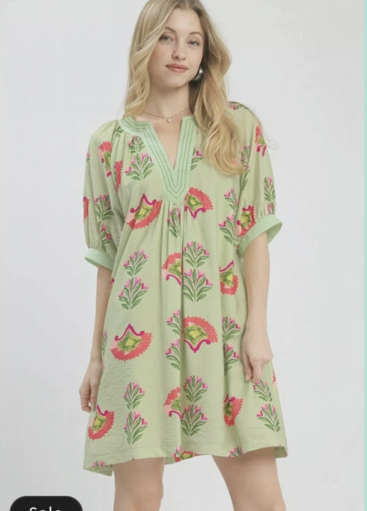Umgee Abstract Print Mini Dress