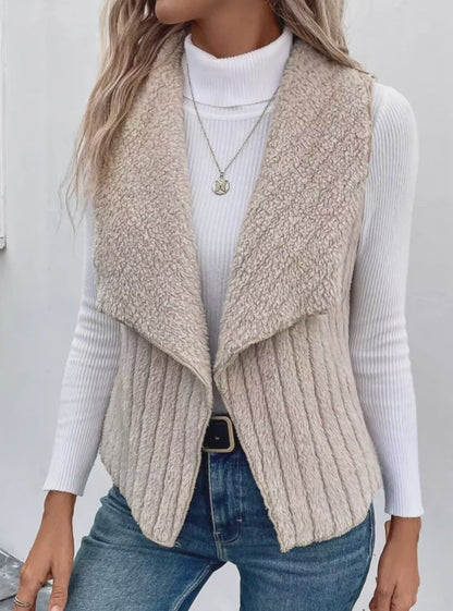 Cozy Fleece Open Front Vest Coat