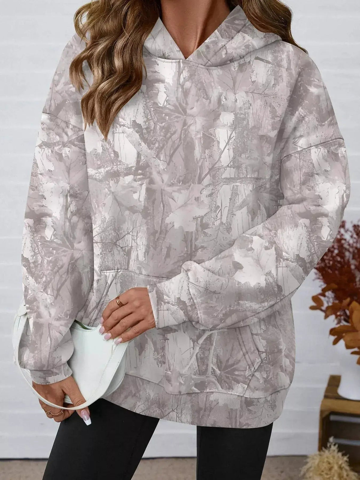 Printed Kangaroo Pocket Oversized Hoodie - Bitsy Gypsy Boutique