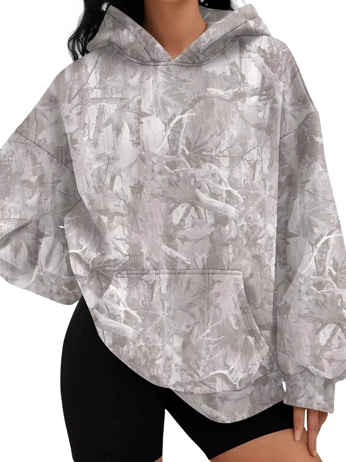 Printed Kangaroo Pocket Oversized Hoodie - Bitsy Gypsy Boutique