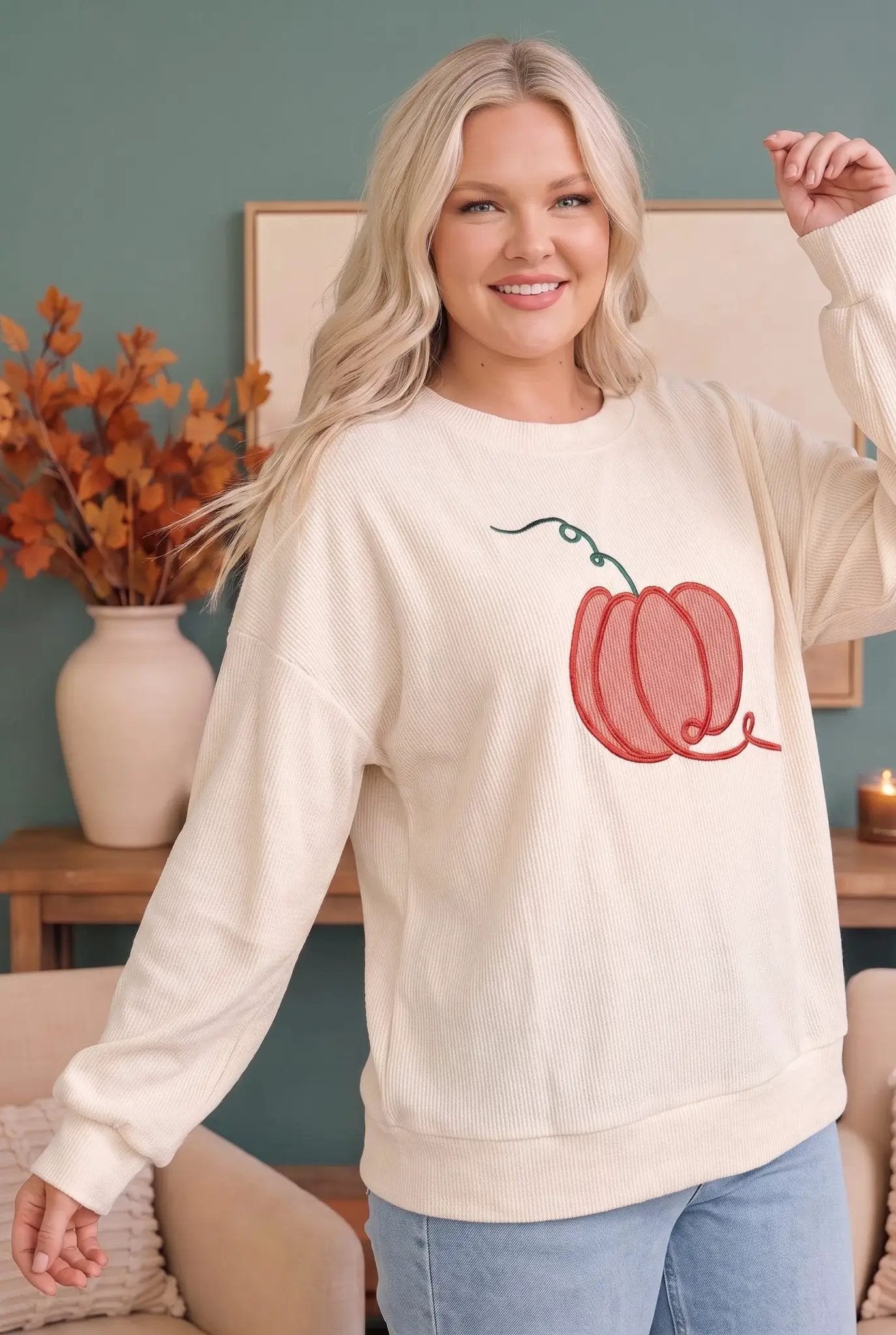 Pumpkin Patch Corded Sweatshirt by Haptics