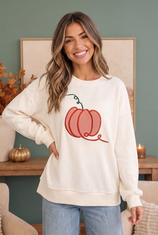 Pumpkin Patch Corded Sweatshirt - Bitsy Gypsy Boutique