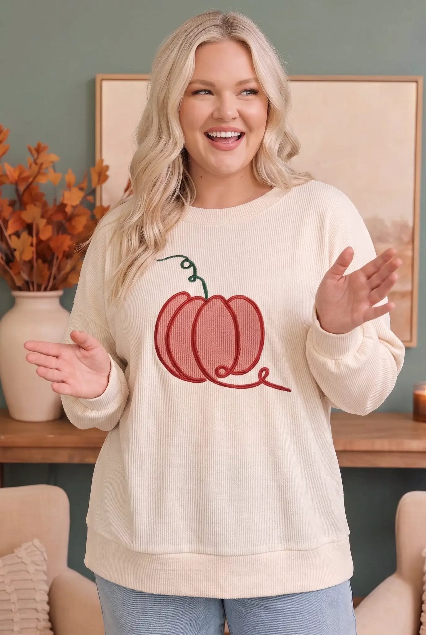Pumpkin Patch Corded Sweatshirt by Haptics