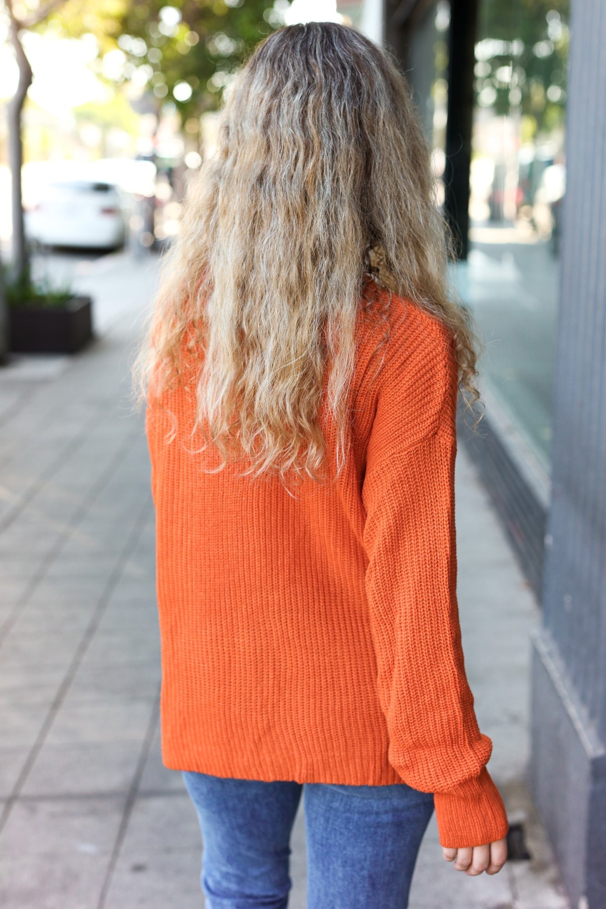 Pumpkin Spice Mock Neck Chest Pocket Knit Sweater - Bitsy Gypsy Boutique