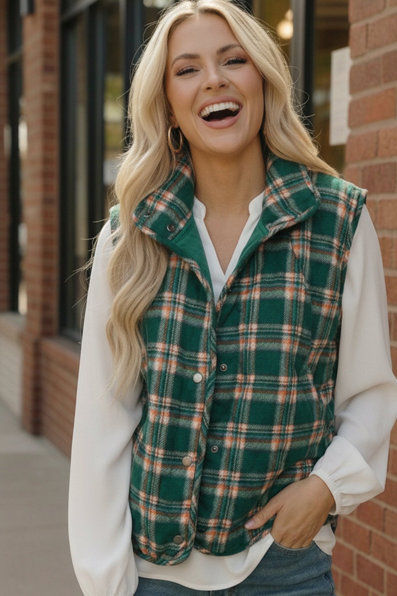 Put Together Evergreen Plaid Quilted Puffer Vest - Bitsy Gypsy Boutique