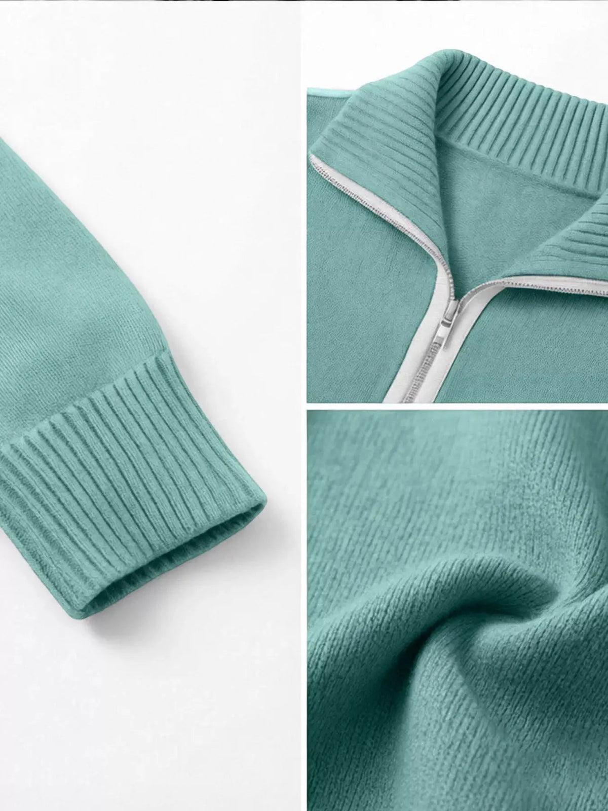 Quarter-Zip Dropped Shoulder Sweater - Bitsy Gypsy Boutique