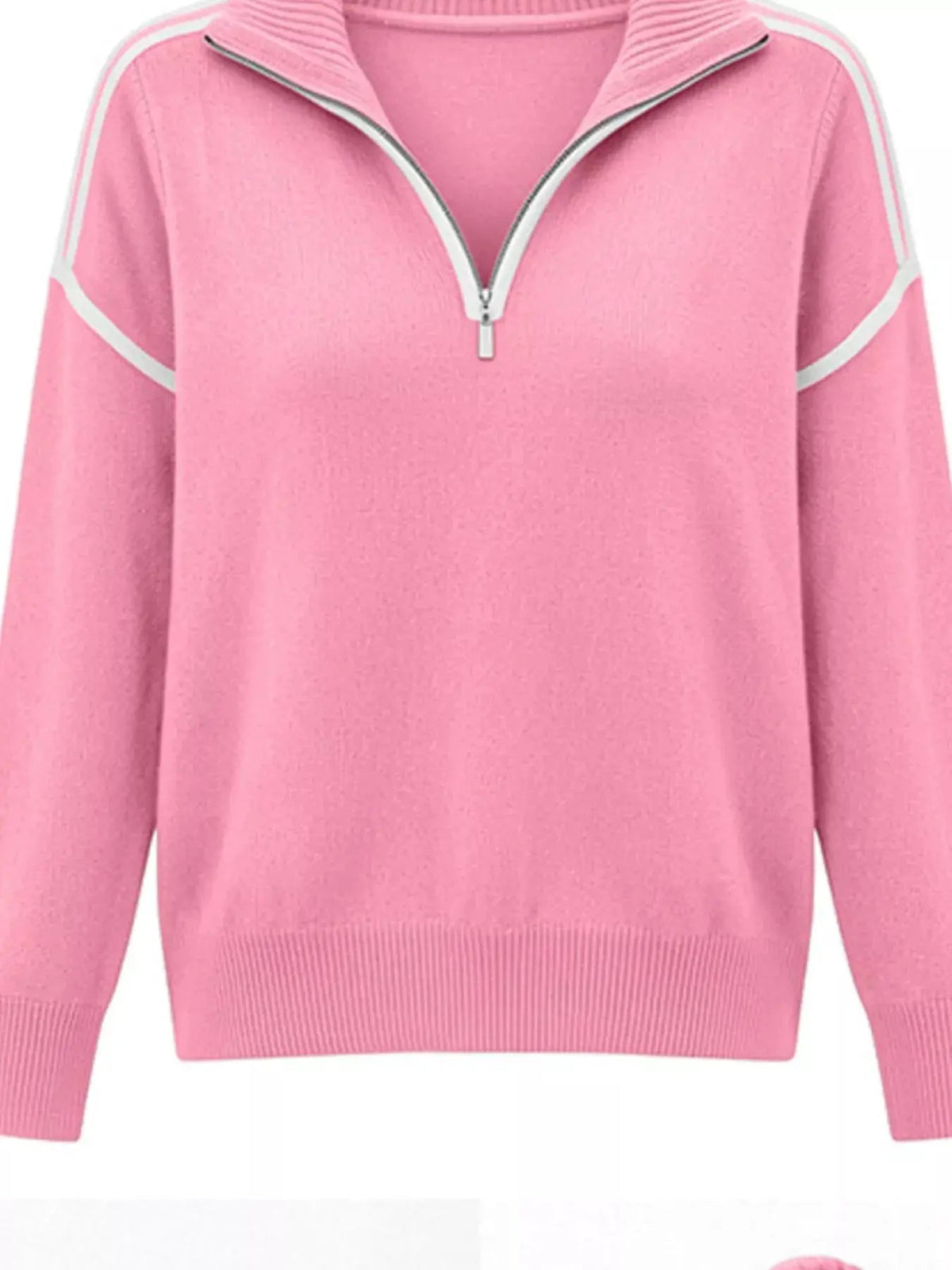 Quarter-Zip Dropped Shoulder Sweater - Bitsy Gypsy Boutique