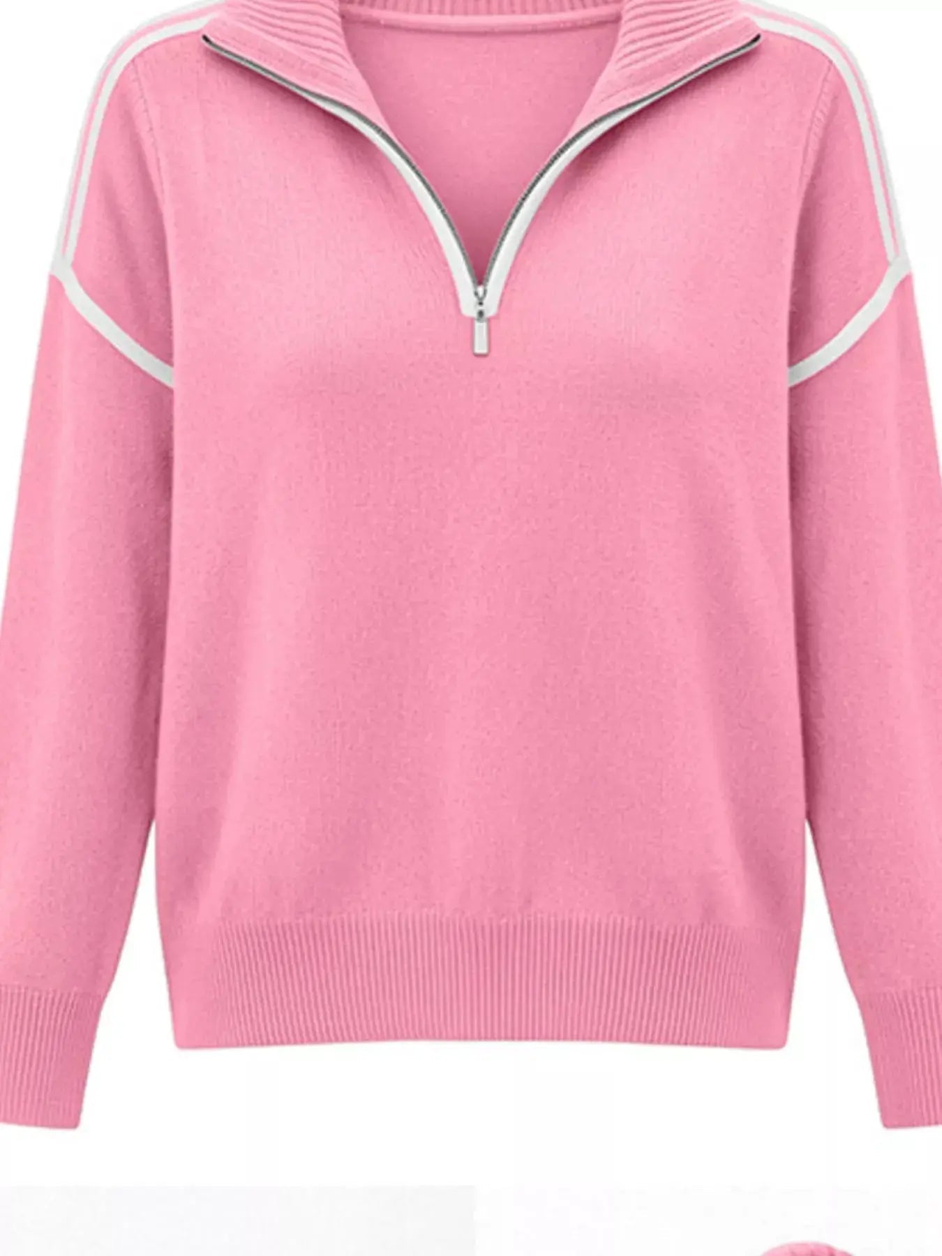 Quarter-Zip Dropped Shoulder Sweater - Bitsy Gypsy Boutique