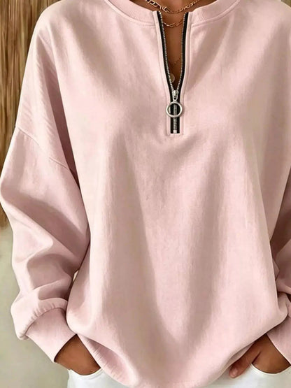 Quarter-Zip Dropped Shoulder Sweatshirt - Bitsy Gypsy Boutique