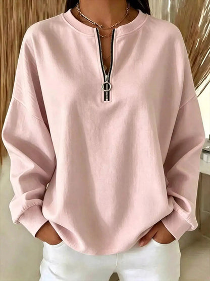 Quarter-Zip Dropped Shoulder Sweatshirt - Bitsy Gypsy Boutique