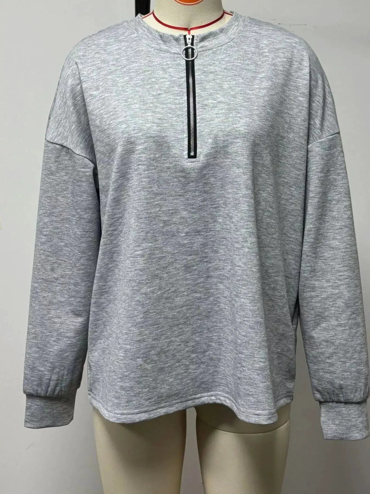 Quarter-Zip Dropped Shoulder Sweatshirt - Bitsy Gypsy Boutique
