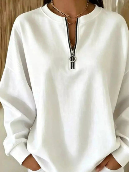 Quarter-Zip Dropped Shoulder Sweatshirt - Bitsy Gypsy Boutique