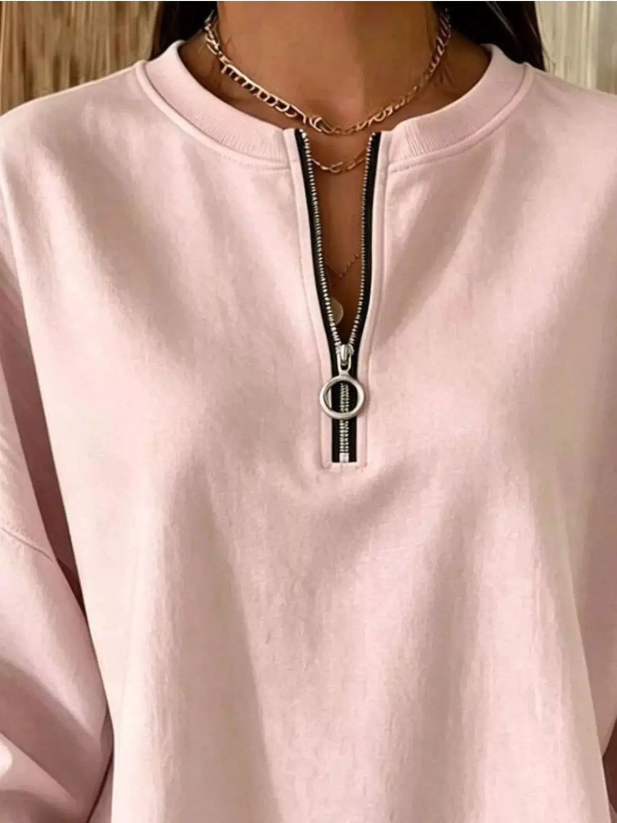 Quarter-Zip Dropped Shoulder Sweatshirt - Bitsy Gypsy Boutique