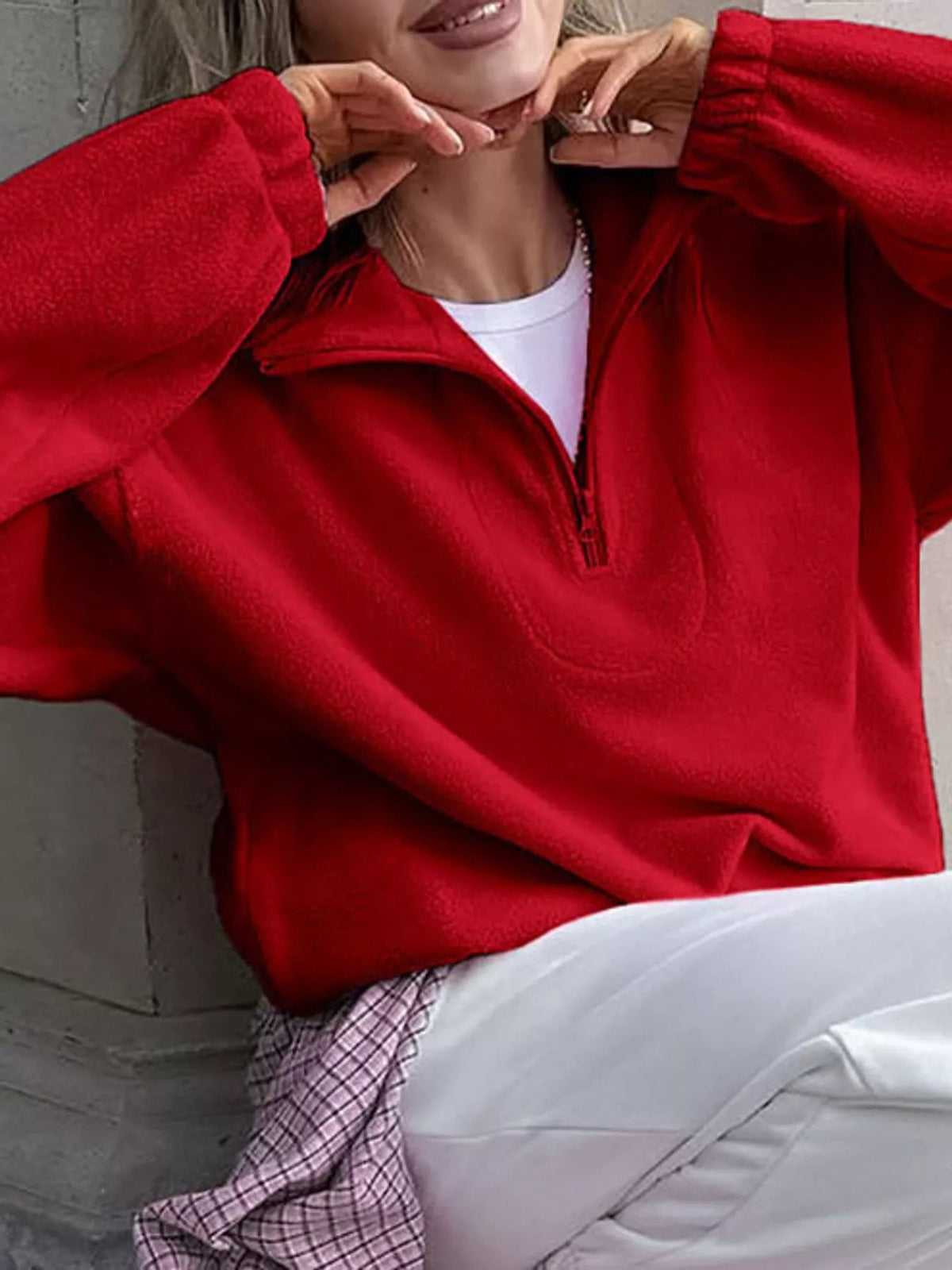 Quarter-Zip Fleece Sweatshirt - Bitsy Gypsy Boutique