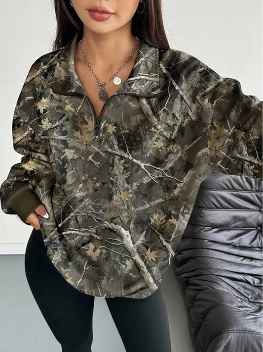 Quarter-Zip Long Sleeve Sweatshirt - Bitsy Gypsy Boutique
