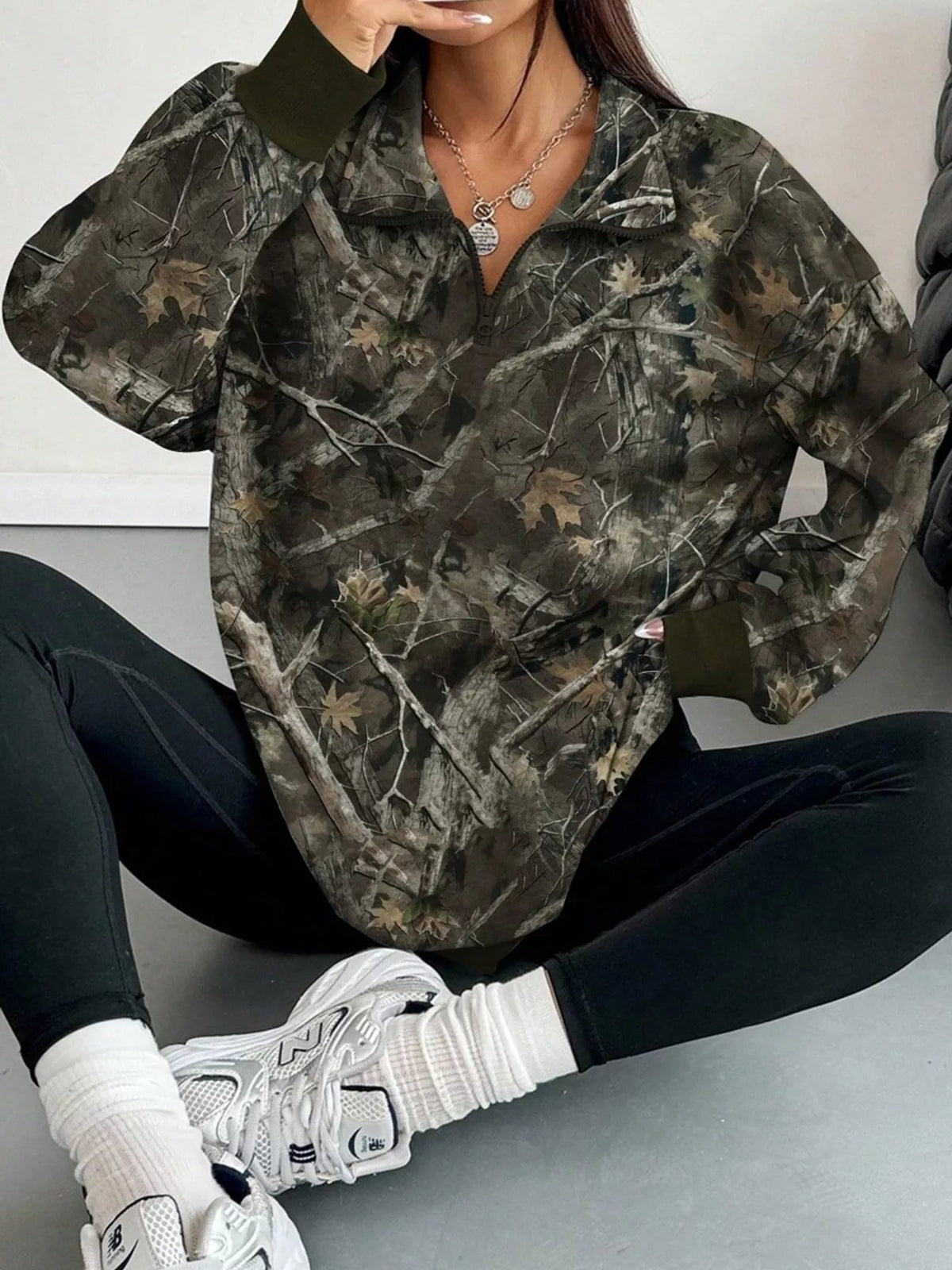 Quarter-Zip Long Sleeve Sweatshirt - Bitsy Gypsy Boutique
