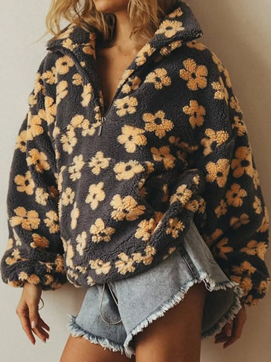 Quarter-Zip Sherpa Sweatshirt - Bitsy Gypsy Boutique