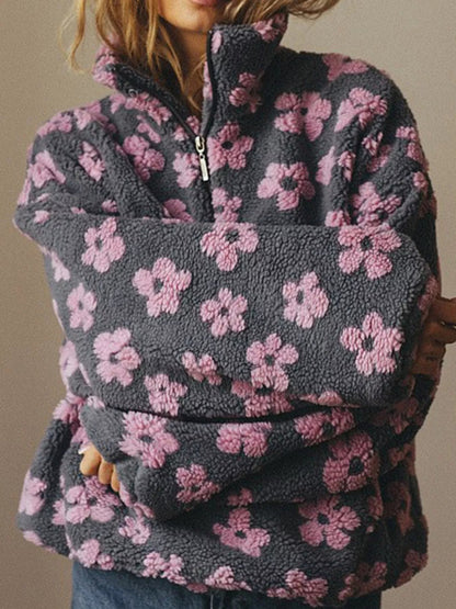 Quarter-Zip Sherpa Sweatshirt - Bitsy Gypsy Boutique