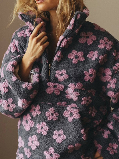 Quarter-Zip Sherpa Sweatshirt - Bitsy Gypsy Boutique