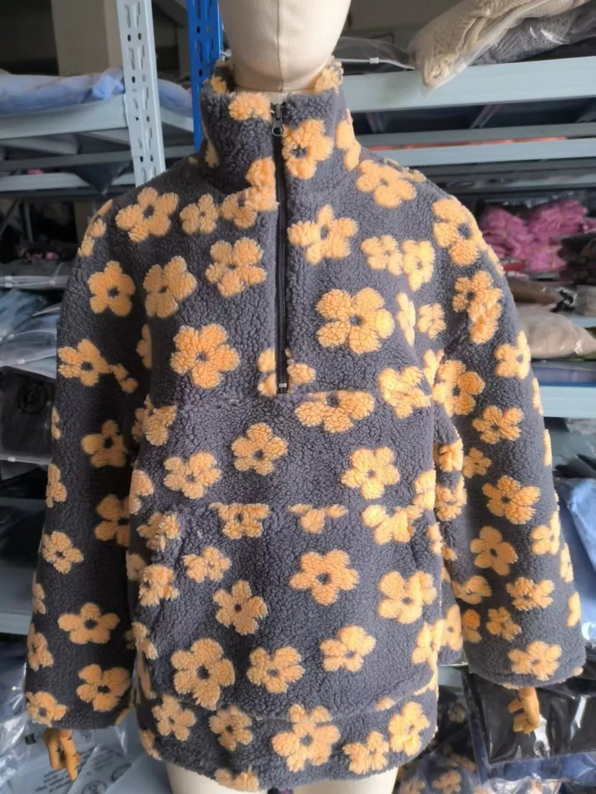 Quarter-Zip Sherpa Sweatshirt - Bitsy Gypsy Boutique