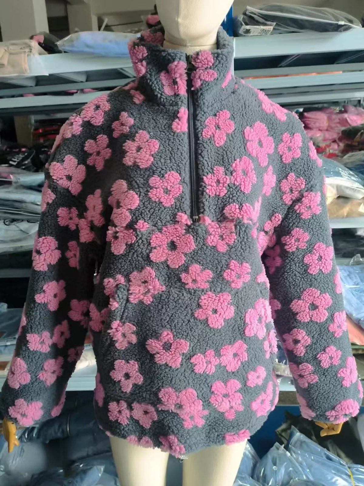 Quarter-Zip Sherpa Sweatshirt - Bitsy Gypsy Boutique